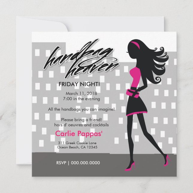 311-Stylish City Girl | Hot Pink Invitation (Front)