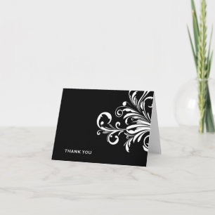 311-Swanky Swirls Black N White Thank you Card