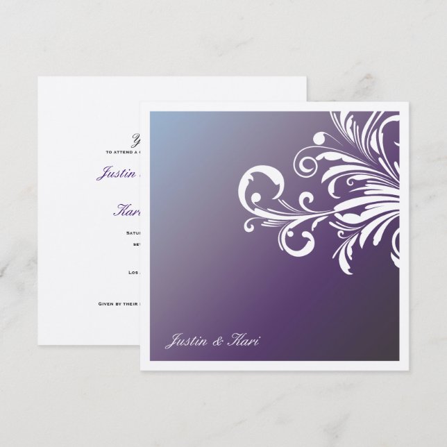 311-Swanky Swirls Trim_Hydrangea Metallic Invitation (Front/Back)