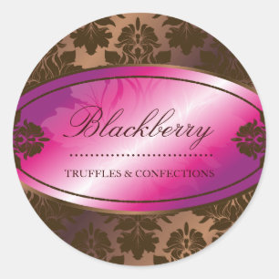 311-Sweet Blackberry Chocolate Truffle Damask Classic Round Sticker