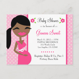 311-SWEET MOMMY TO BE GIRL AFRICAN AMERICAN INVITATION POSTCARD