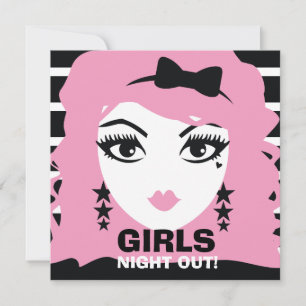 311 Sweet Pink Punk Girls Night Out Invitation
