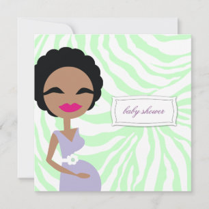 311-Sweet Pregnant Mummy Zebra - Ethnic Invitation