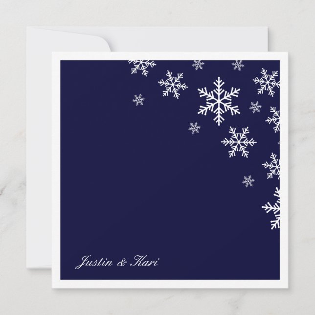 311-Sweet Snowflake Navy Blue Metallic Invitation (Front)
