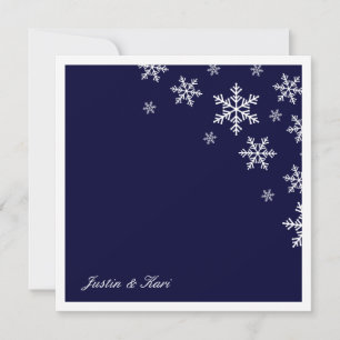 311-Sweet Snowflake Navy Blue Metallic Invitation