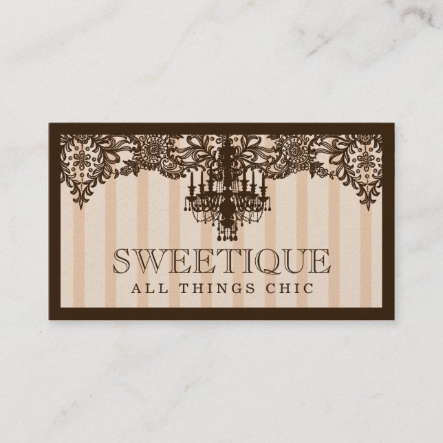 311 Sweetique Brown Cream & Espresso Chandelier Business Card (Front)