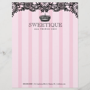 311 Sweetique Pink Stripes & Lace Customised Letterhead