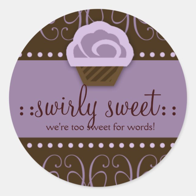 311 Swirly Sweet Purple Chocolate Classic Round Sticker (Front)