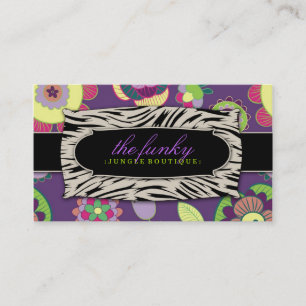 311-The Funky Jungle   Purple Flowers Business Card