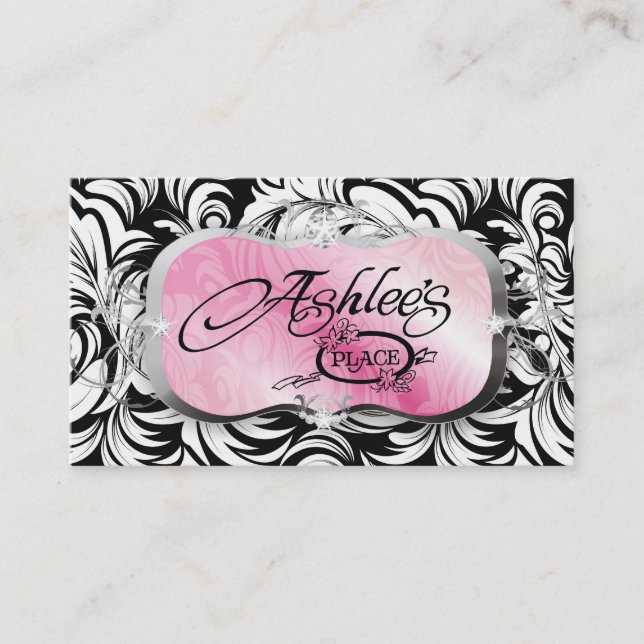 311-The Lavish Pink Plate | Black Business Card (Front)