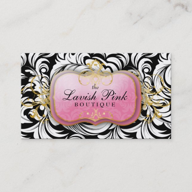 311 The Lavish Pink Plate White Leaves Business Card (Front)