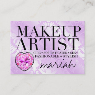 311 Tres Chic Makeup Artist Damask Diamond Heart Appointment Card