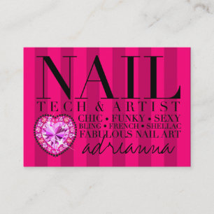 311 Tres Chic Pink Stripes Nail Tech Business Card