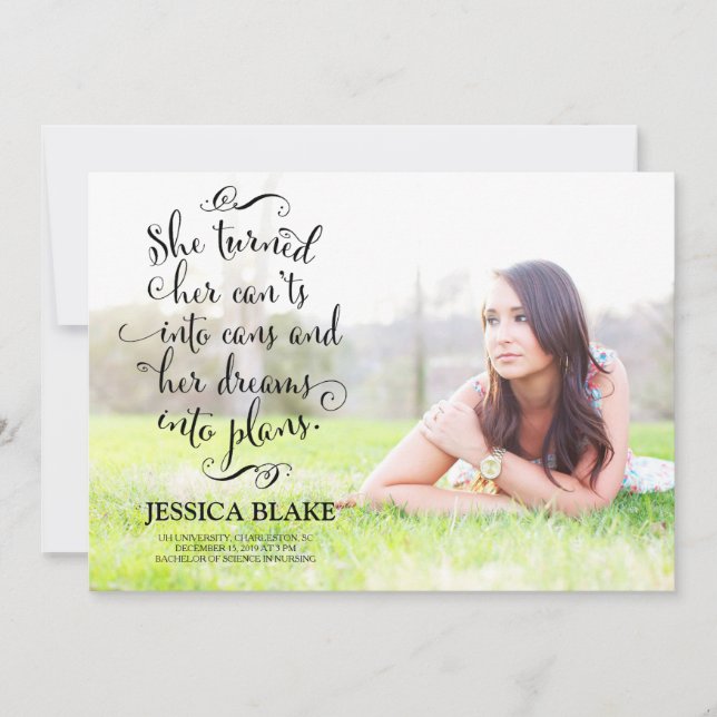 311 Turned Her Can'ts into Cans Dreams Graduation Announcement (Front)