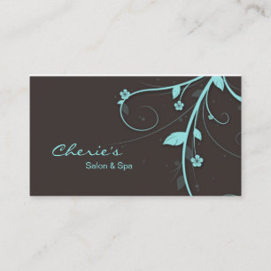 311 Turquoise blue brown Floral Swirls business Card