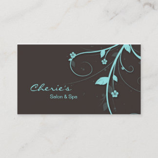 311 Turquoise blue brown Floral Swirls business Card