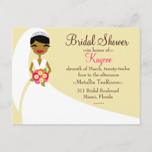 311-UPDO KAYCEE BRIDE AFRICAN AMERICAN INVITATION POSTCARD