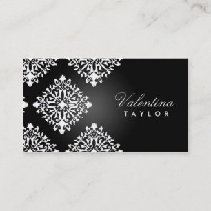 311 Valentina Noir et Blanc Damask Business Card