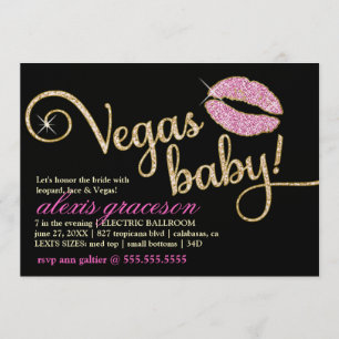 311 Vegas Baby Glitzy Kiss Metallic Invitation