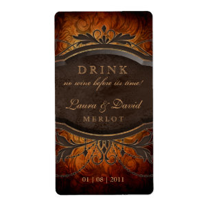 311 Vintage Wine Label Leaf Swirls Antique