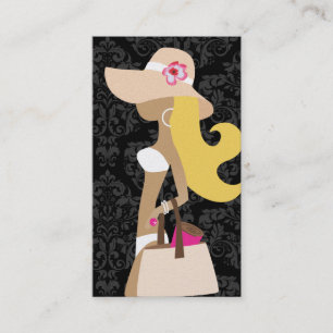 311 White Bikini Pink Floral Fashionista Blonde Business Card