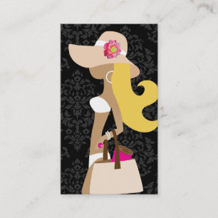 311 White Bikini Pink Floral Fashionista Blonde Business Card