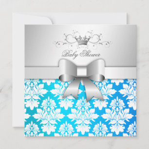 311-White Blackberry Damask Tropical Baby Shower Invitation
