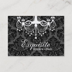 311 White Chandelier Damask Business Card