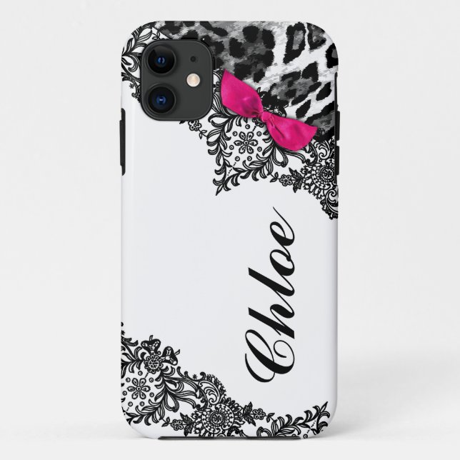 311 White Hot Pink Leopard Dream in Lights Lace Case-Mate iPhone Case (Back)