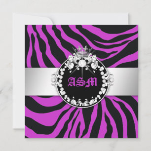 311-Zebra-Tique Diamonds Sweet Sixteen Wild Purple Invitation