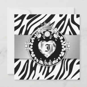 311 Zebra Tique Kiss Queen of Hearts Sweet16 Invitation