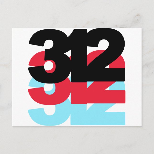312 Area Code Postcard (Front)
