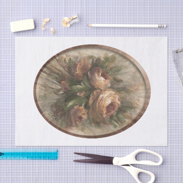 315 Roses oval Tissue Paper (Craft)