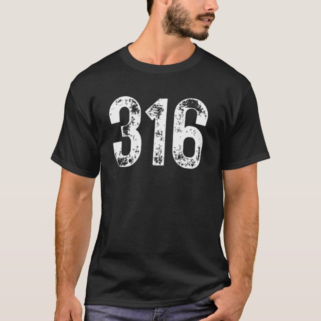 316 Area Code Wichita KS Mobile Telephone Area Cod T-Shirt (Front)