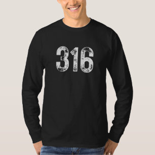 316 Area Code Wichita KS Mobile Telephone Area Cod T-Shirt