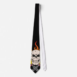 318 Flaming Skull Tattoo Tie