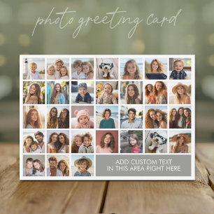31 Photo Collage Grid - Text box - grey Holiday Card