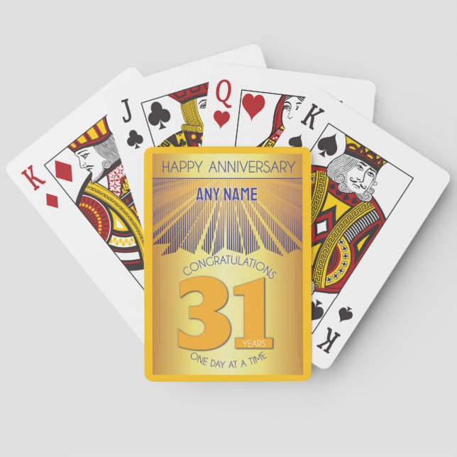31 Year | Golden Ray 12 Step CUSTOM NAME Playing Cards (Back)