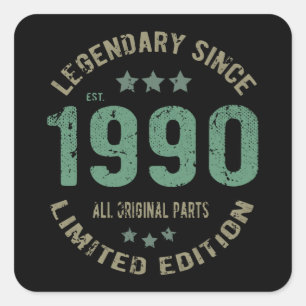 31 Year Old Bday 1990 Legend Since 31st Birthday Square Sticker