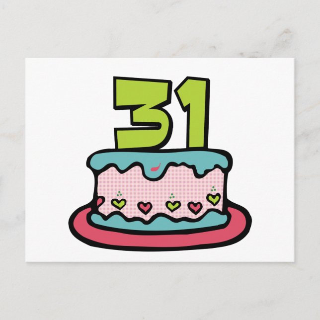31 Year Old Birthday Cake Postcard (Front)