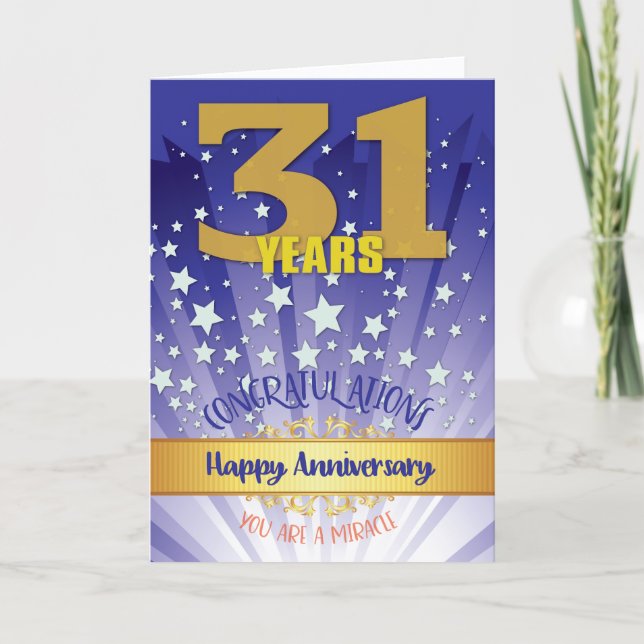 31 Year Recovery Anniversary Bold Numeral Card (Front)