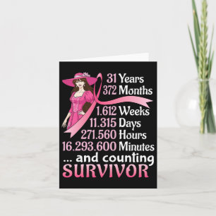 31 Years 372 Months And Counting Breast Cancer Sur Card