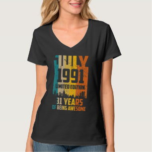 31st Birthday 31 Years Awesome Since July 1991 Vin T-Shirt