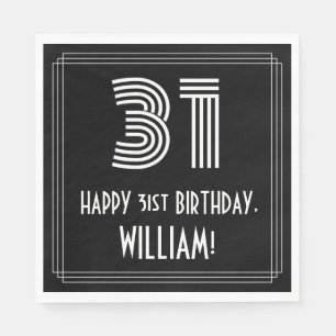 31st Birthday: Art Deco Inspired Look "31" + Name Napkin