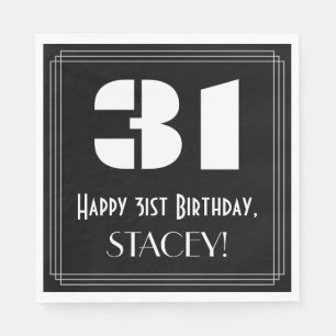 31st Birthday: Art Deco Inspired Look "31" + Name Napkin
