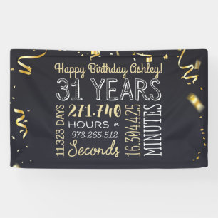 31st Birthday Banner - 31 Years in Hours Chic Gold