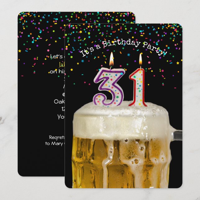 31st Birthday Beer Party Invitation (Front/Back)