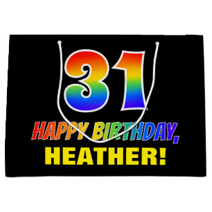 31st Birthday: Bold, Fun, Simple, Rainbow 31 Large Gift Bag