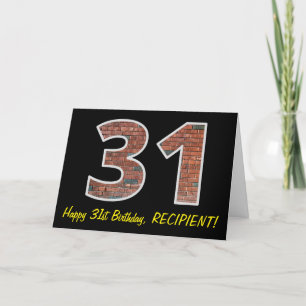 31st Birthday - Brick Wall Pattern "31" w/ Name Card