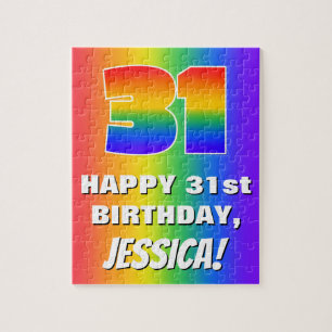 31st Birthday: Colourful, Fun Rainbow Pattern # 31 Jigsaw Puzzle